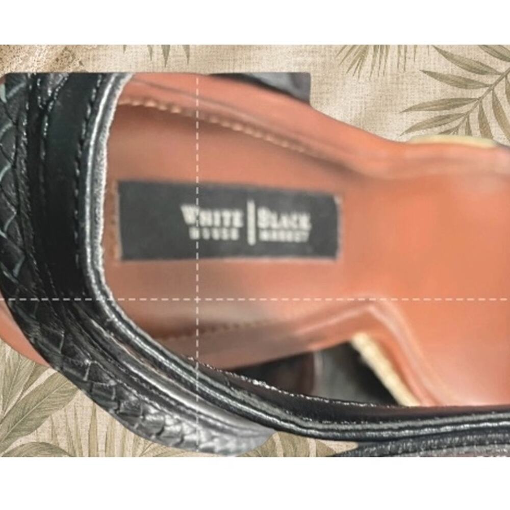 WHBM White House Black Market Womens 10M Black Leather Espadrille Wedge Sandals - Picture 4 of 10